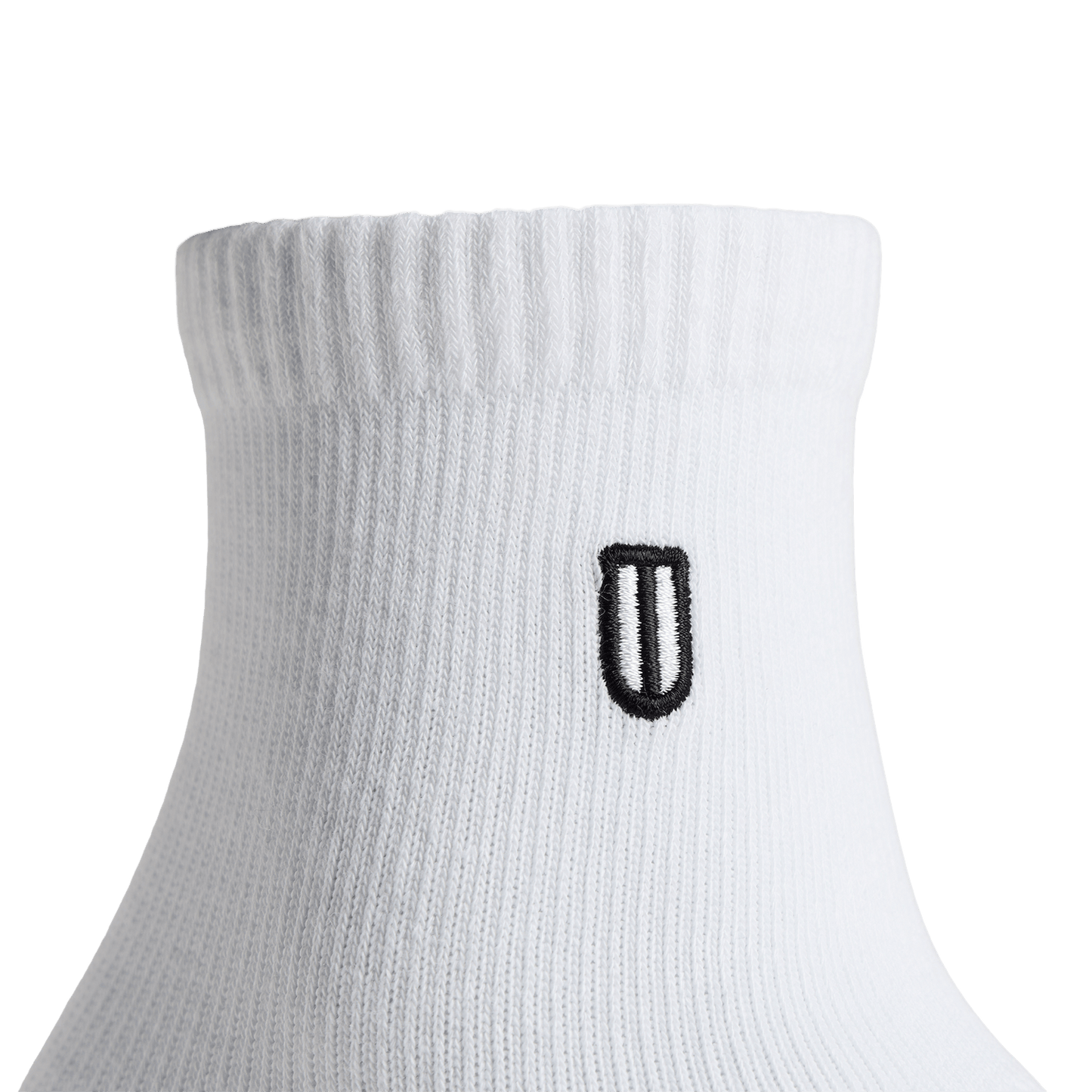 White Everyday Crew Sock Logo Angle.