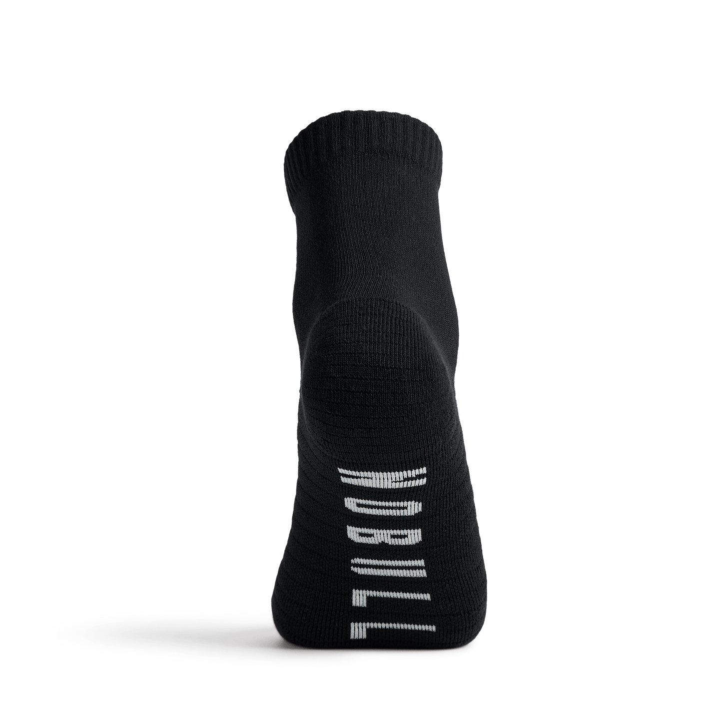 Black Everyday Quarter Crew Sock Back Angle.