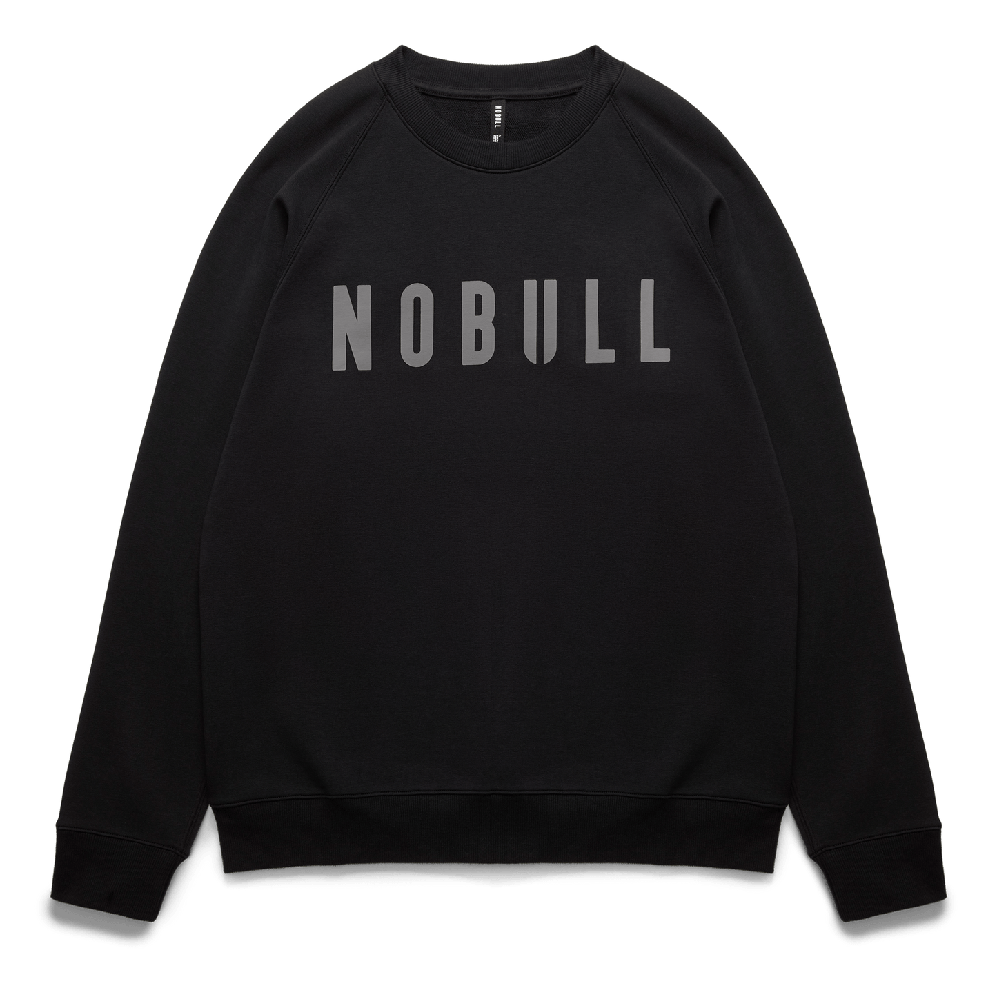 Men's Black NOBULL Layers Crew Sweatshirt Flat Lay Angle.