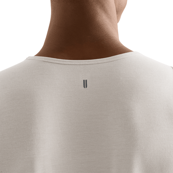 Men's Oatmeal NOBULL Tank U Logo Angle.