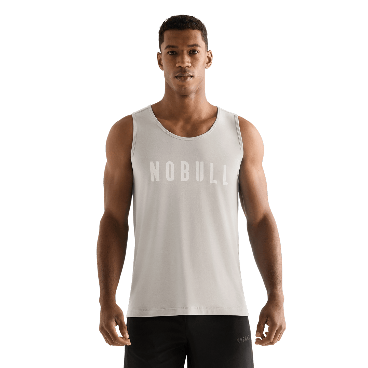Men's Oatmeal NOBULL Tank Front Angle.