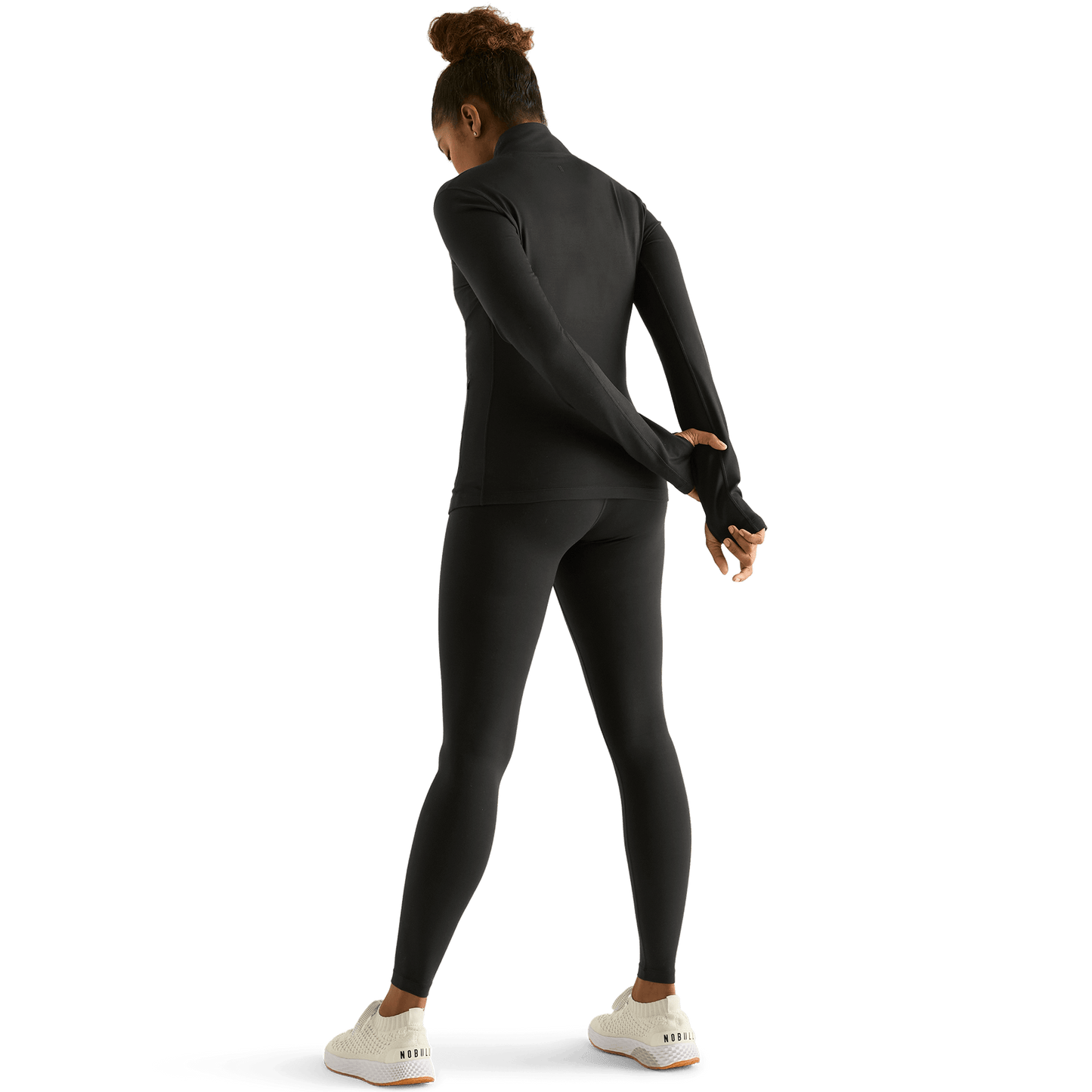 Women's Black High-Rise Matte Tight 28" Back Angle.
