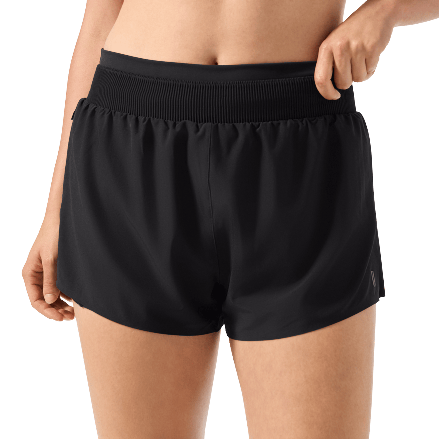 Women's Black Drive 2-in-1 Short 3" Front Lower Body Angle.